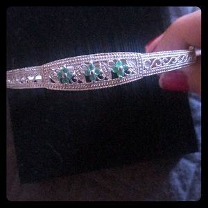 Real peridot diamond bangle